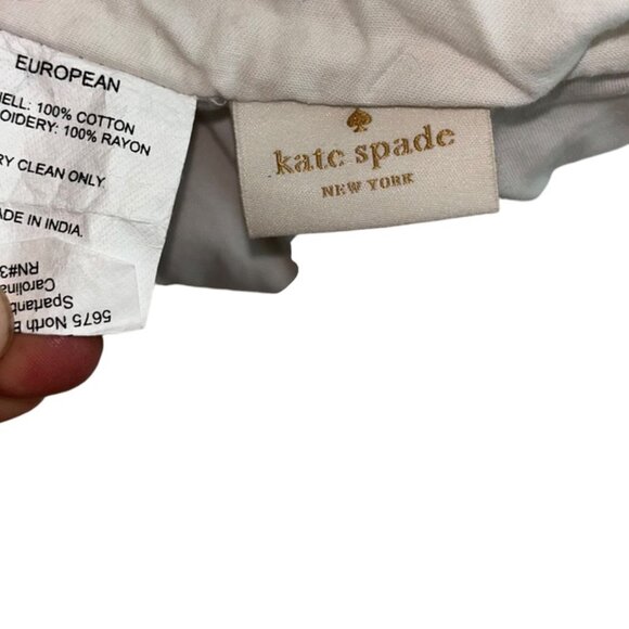 kate spade new york white blue embroidered Moroccan tile print Euro pair… - Picture 2 of 4
